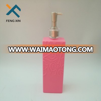 500ml pink HDPE Square shampoo bottle with lotion pump